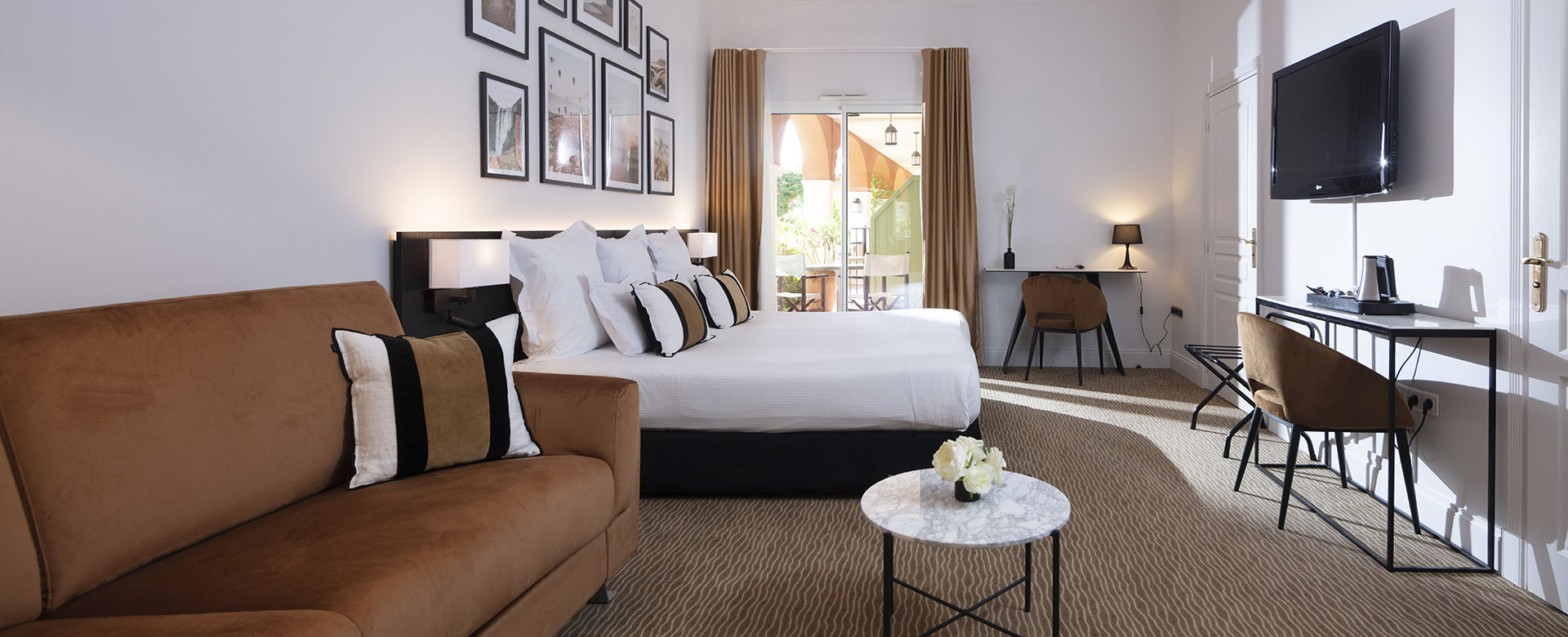 Junior Suite-Zimmer im Palmyra Golf, 4-Sterne-Hotel in Cap d’Agde, mit privater Terrasse