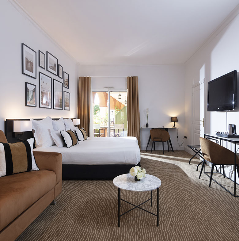 Habitaciones Junior Suite de 40 m² para 1 o 2 personas en el Palmyra Golf, hotel de 4 estrellas en Cap d’Agde.