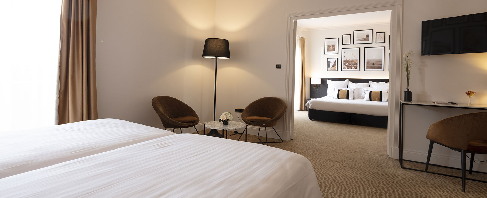 Suite con 2 camas individuales en el Palmyra Golf, hotel de 4 estrellas en Hérault